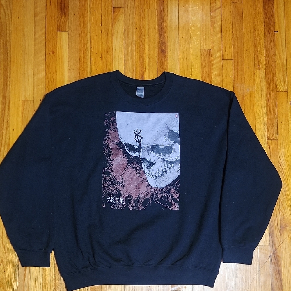 Men's Black Skull Graphic Crewneck Sweater